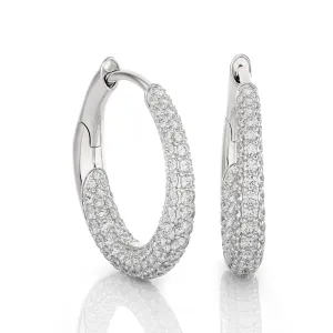 1 3/8 ctw Round Lab Grown Diamond Hoop Earrings