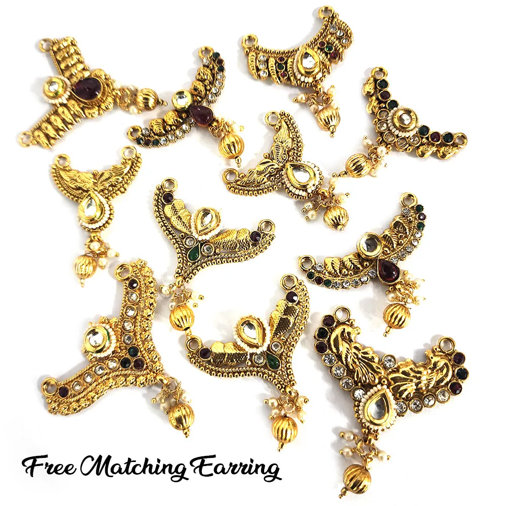 1 PIECE PACK' MANGALSUTRA STYLE GOLD POLISHED PENDANTS WITH FREE MATCHING EARRING