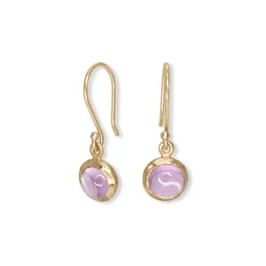 10K Semi-Precious Stone Drop Earrings in Pink Sapphire