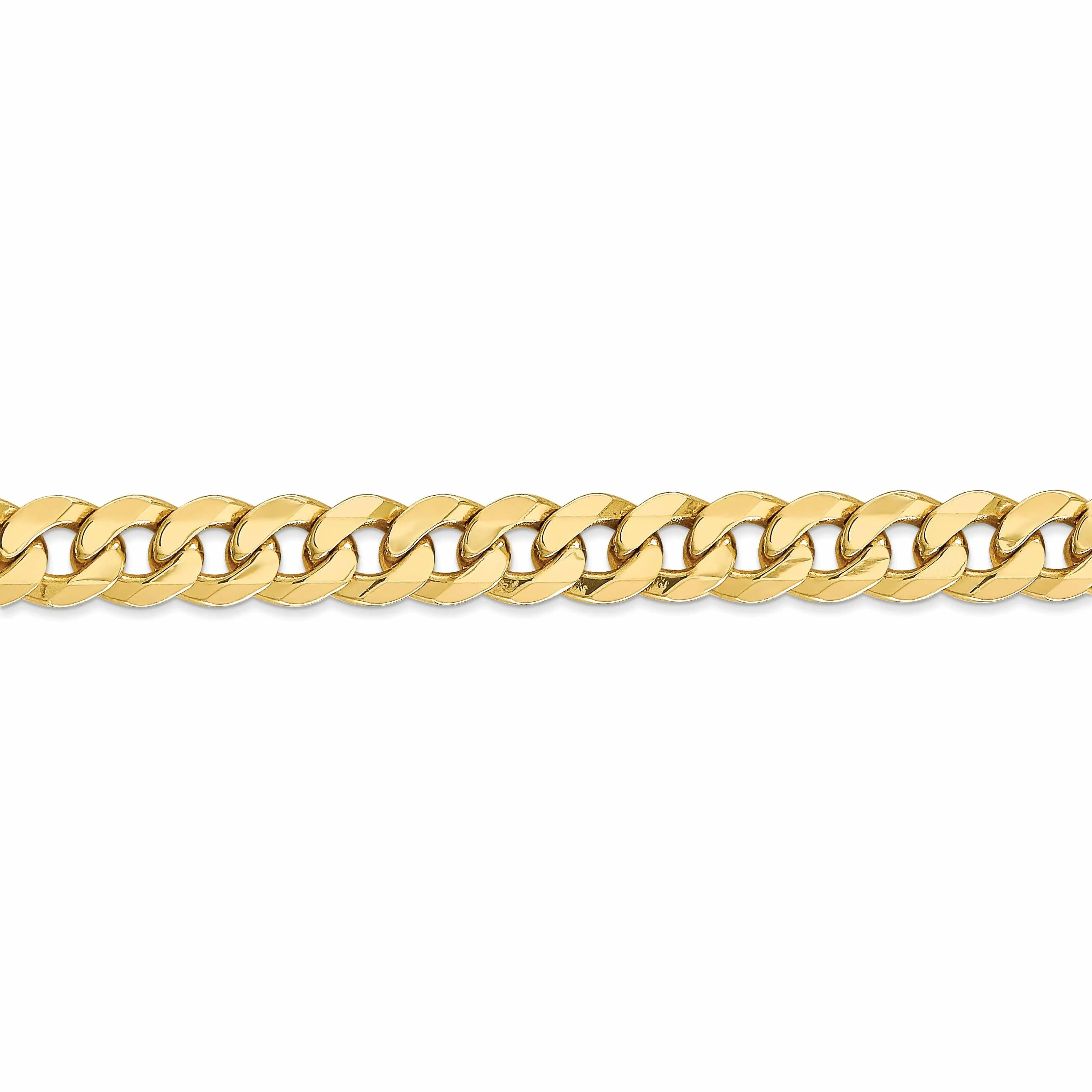 10k Yellow Gold 8mm Flat Beveled Curb Chain