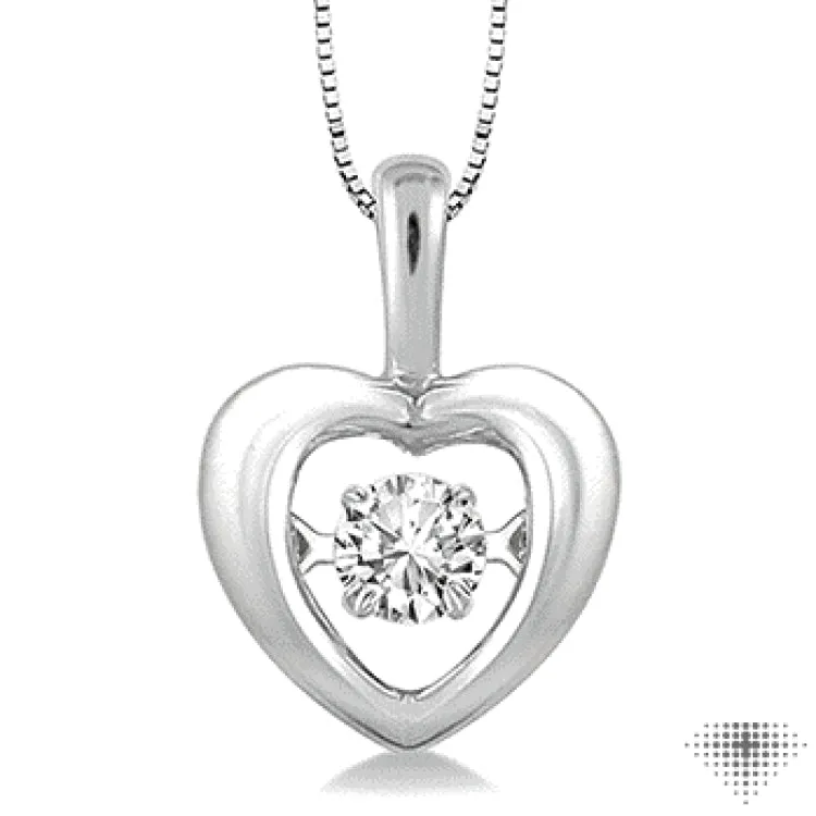 1/20 Ctw Round Cut Diamond Emotion Pendant in 10K White Gold with Chain