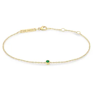 14k Single Emerald Bezel Bracelet | May Birthstone