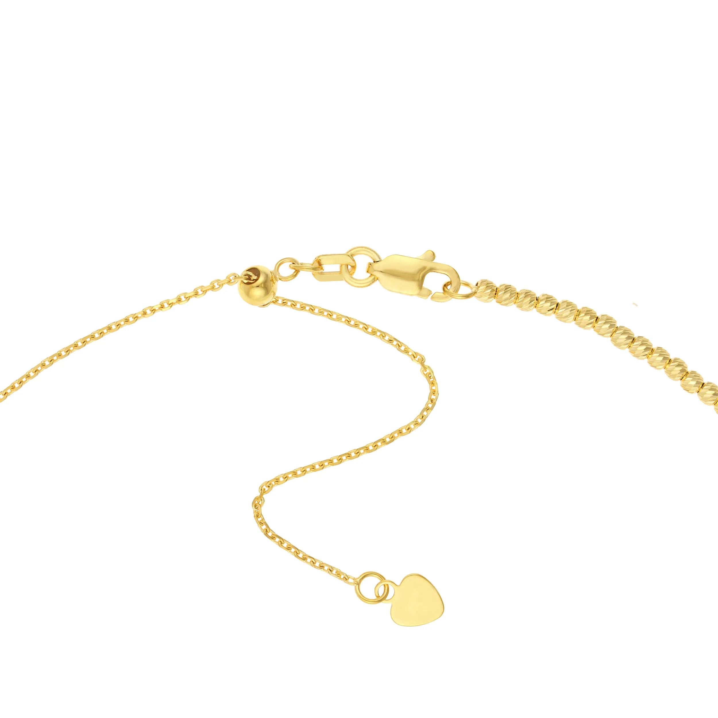 14K Solid Yellow Gold Adjustable Beaded Choker