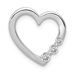 14k White Gold 1/6 Carat Diamond Heart Chain Slide Pendant