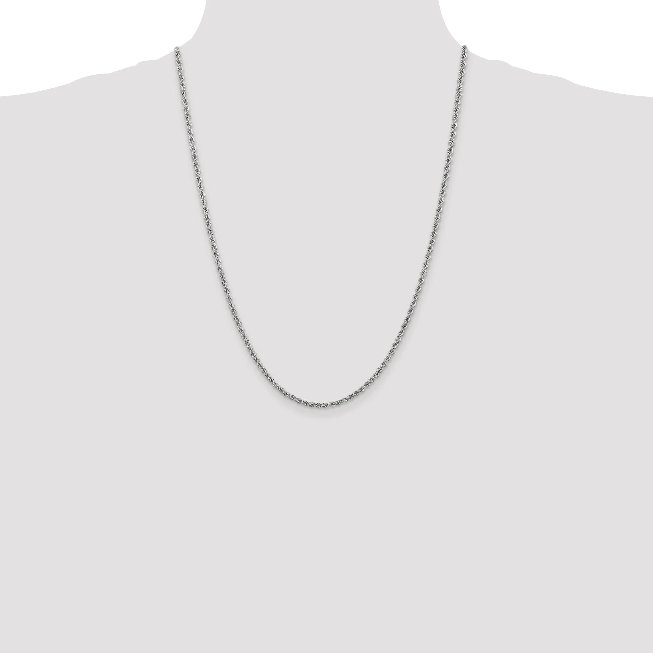 14k White Gold 2.50mm Handmade Rope Chain