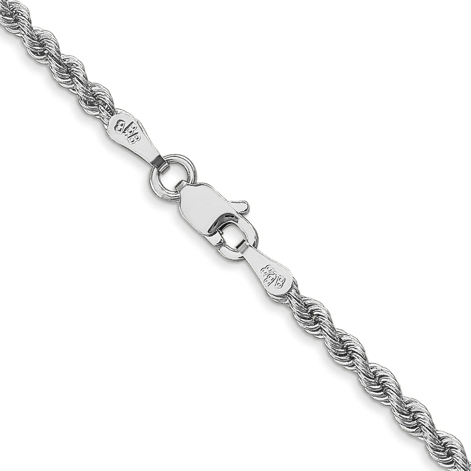 14k White Gold 2.50mm Handmade Rope Chain