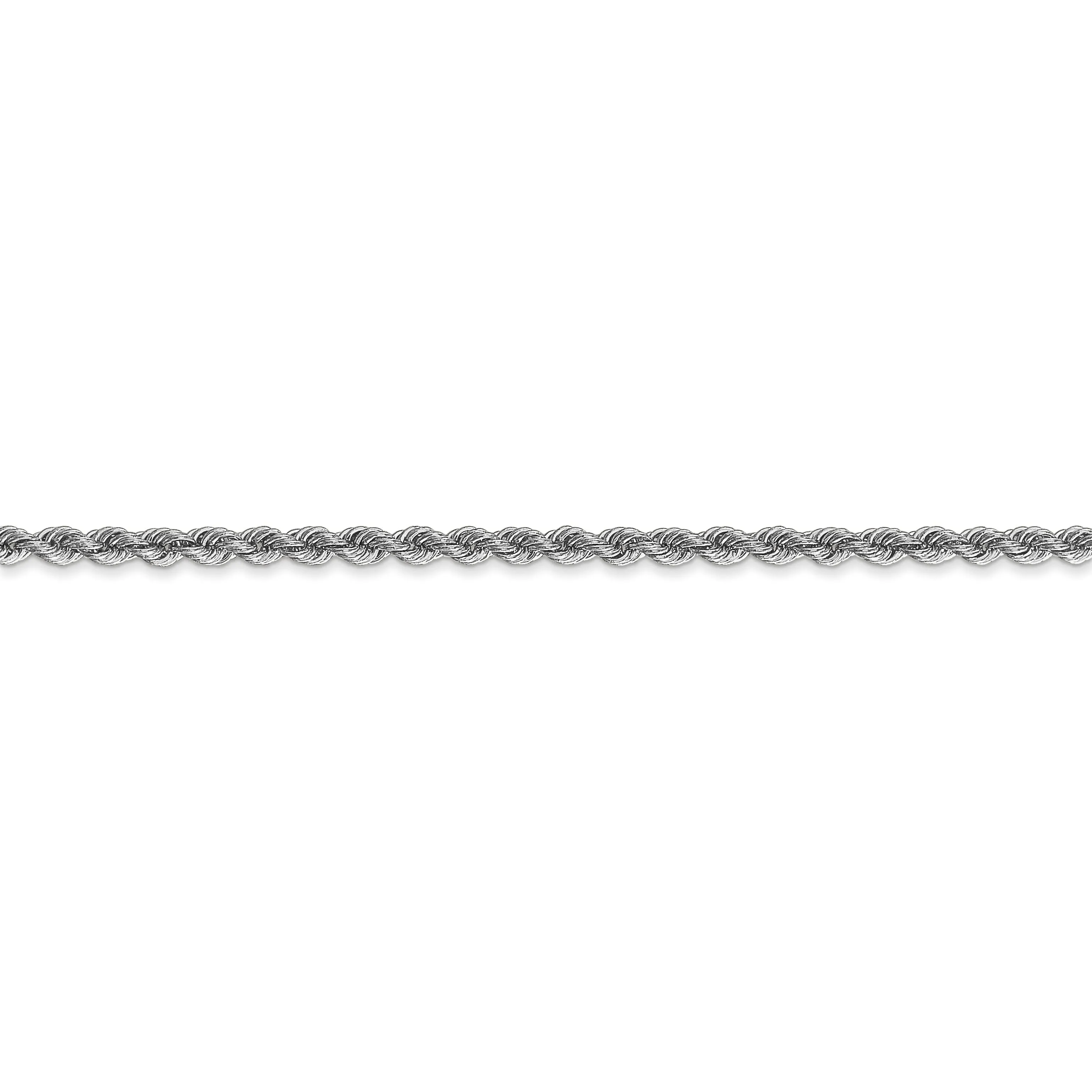 14k White Gold 2.50mm Handmade Rope Chain