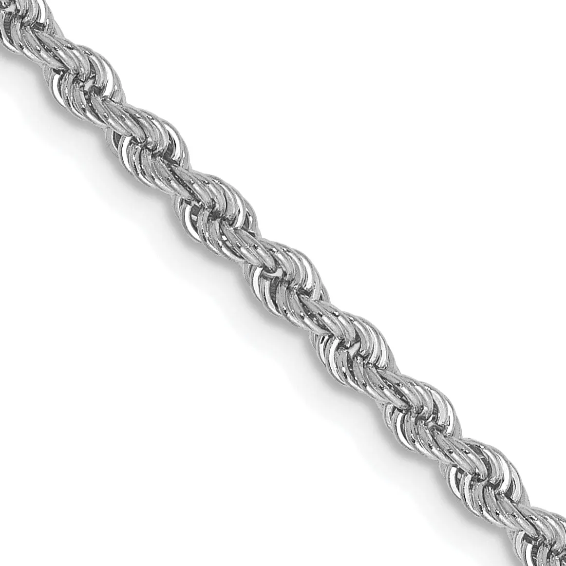 14k White Gold 2.50mm Handmade Rope Chain