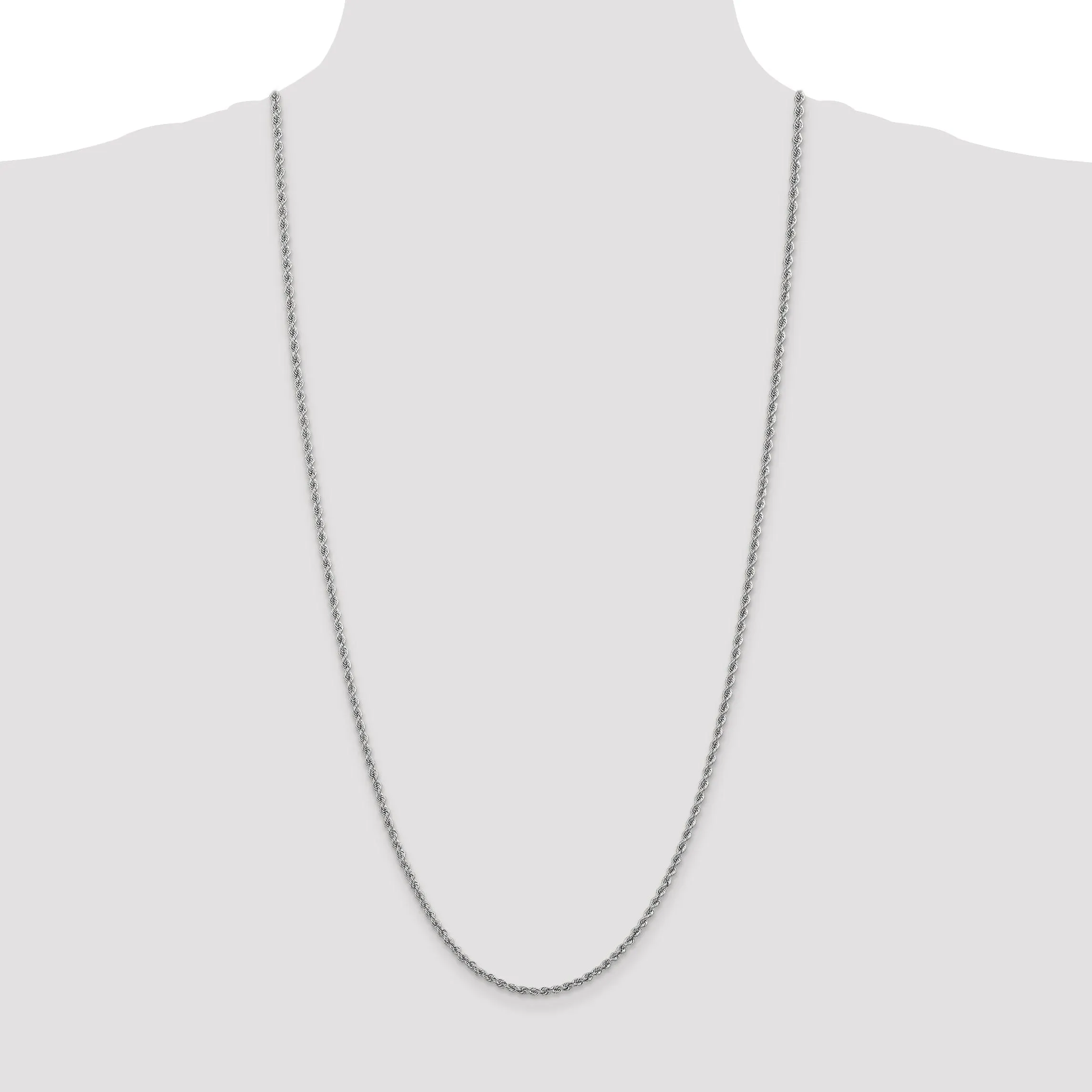 14k White Gold 2.50mm Handmade Rope Chain