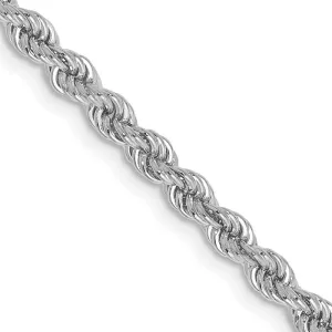 14K White Gold 2.75mm Regular Rope with Lobster Clasp Chain Necklace