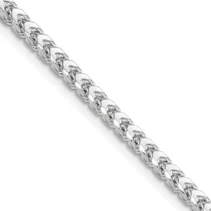 14K White Gold 3mm Franco with Fancy Lobster Clasp Chain Necklace