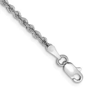 14K White Gold 7 inch 2.25mm Regular Rope with Lobster Clasp Chain Bracelet