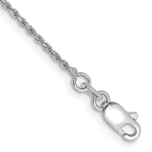 14K White Gold 8 inch 1.15mm Diamond-cut Machine Made Rope with Lobster Clasp Chain Bracelet Chain Bracelet