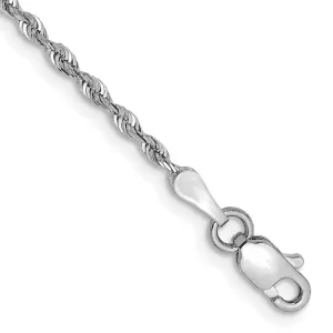 14K White Gold 8 Inch 1.85mm Diamond-cut Quadruple Rope Lobster Clasp Chain Bracelet