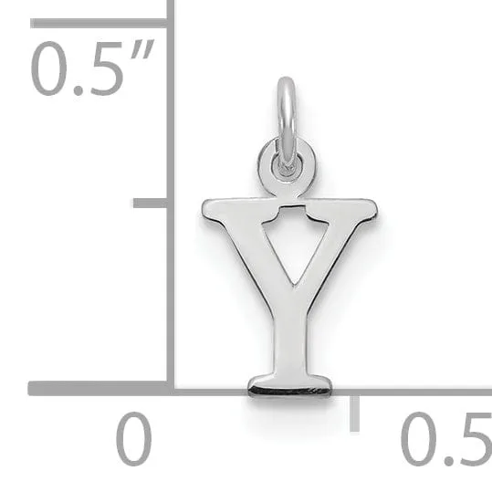 14k White Gold Cut-Out Letter Y Initial Design Charm Pendant