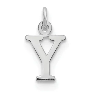 14k White Gold Cut-Out Letter Y Initial Design Charm Pendant