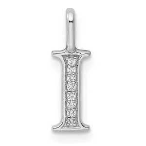 14K White Gold Diamond 0.028-CT Letter I Initial Charm Pendant