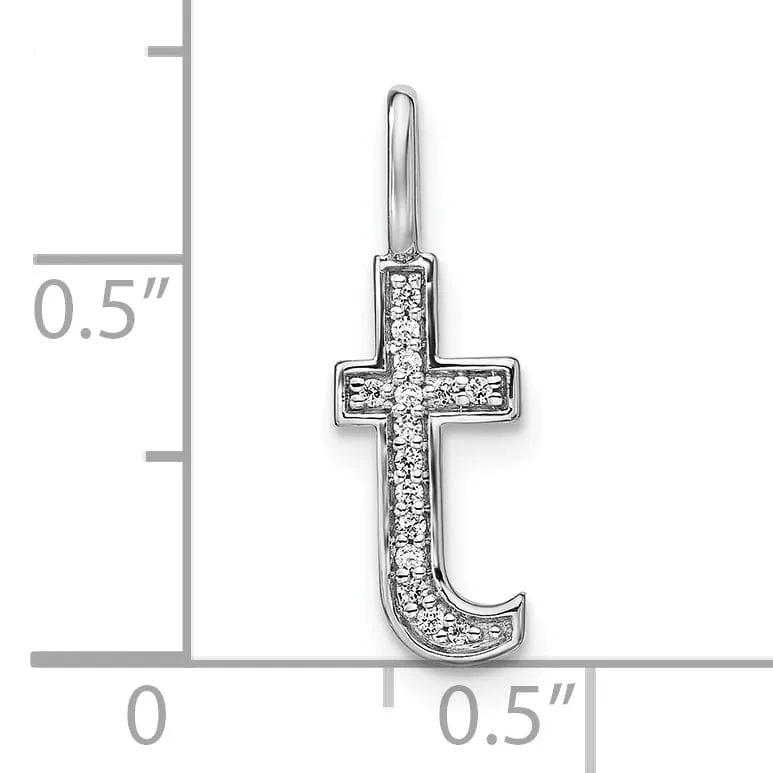 14K White Gold Diamond 0.052-CT Lower Case Style T Initial Charm