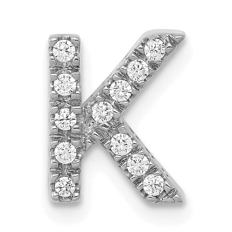 14K White Gold Diamond 0.12-CT Letter K Initial Charm Pendant