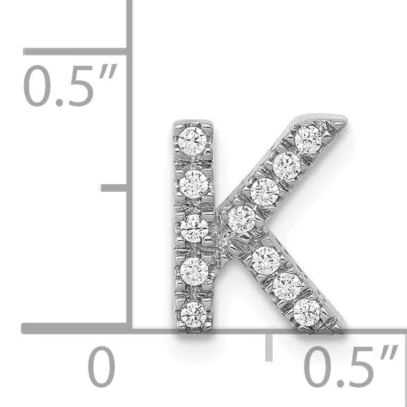 14K White Gold Diamond 0.12-CT Letter K Initial Charm Pendant