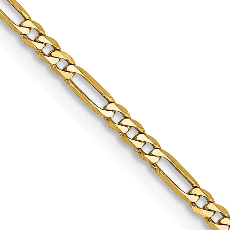 14k Yellow Gold 1.80-mm Flat Solid Figaro Chain