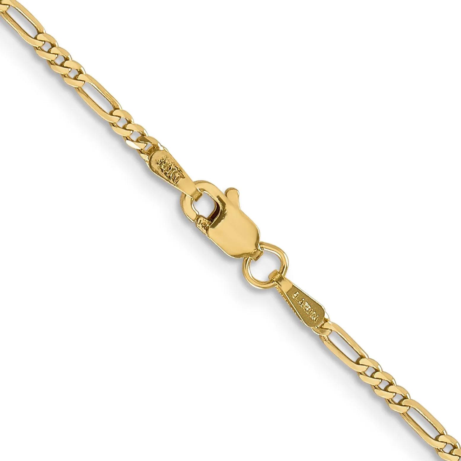 14k Yellow Gold 1.80-mm Flat Solid Figaro Chain