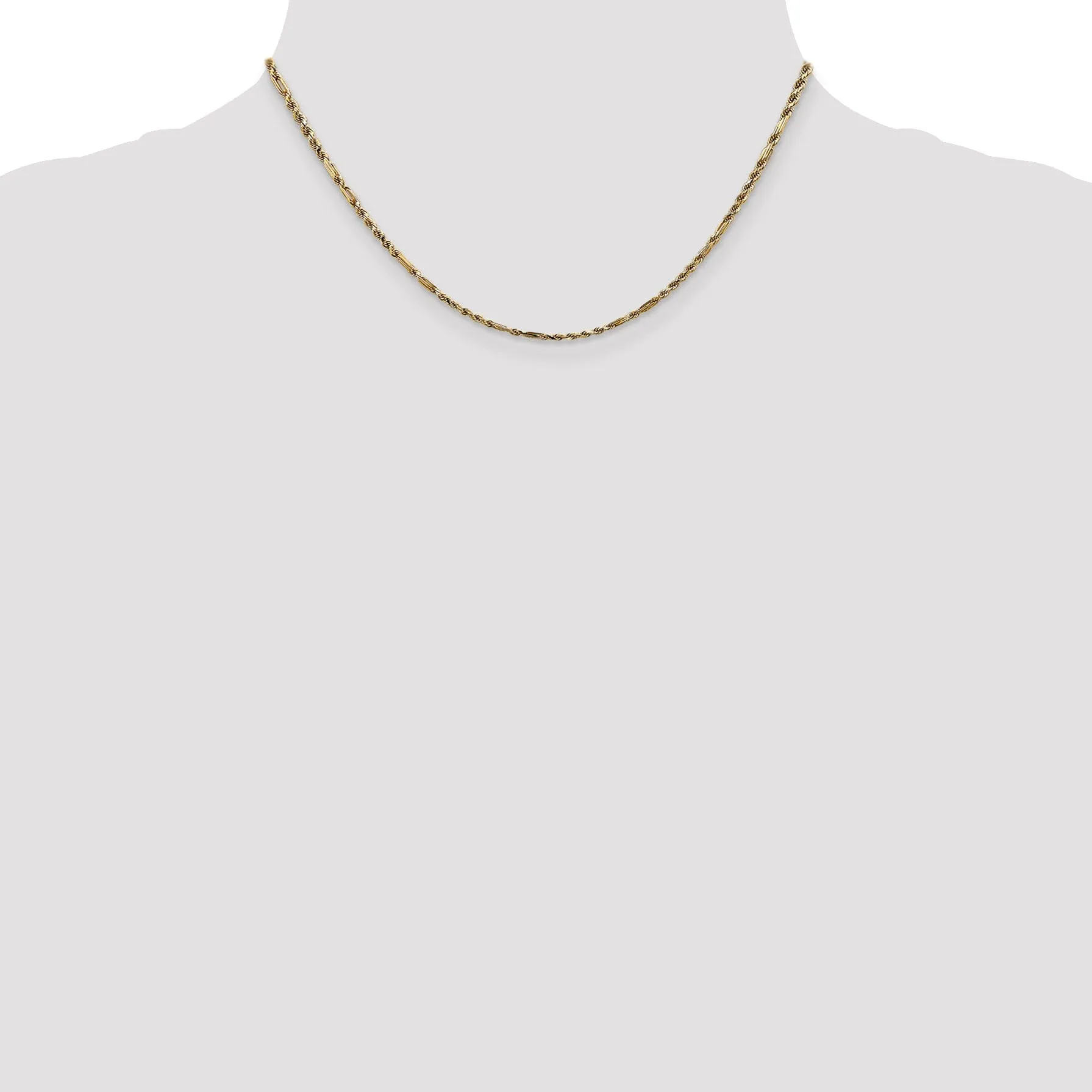 14k Yellow Gold 2.25mm D.C Milano Rope Chain