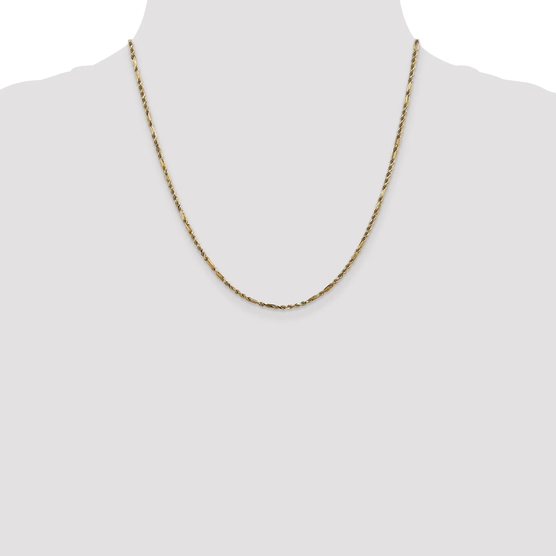 14k Yellow Gold 2.25mm D.C Milano Rope Chain