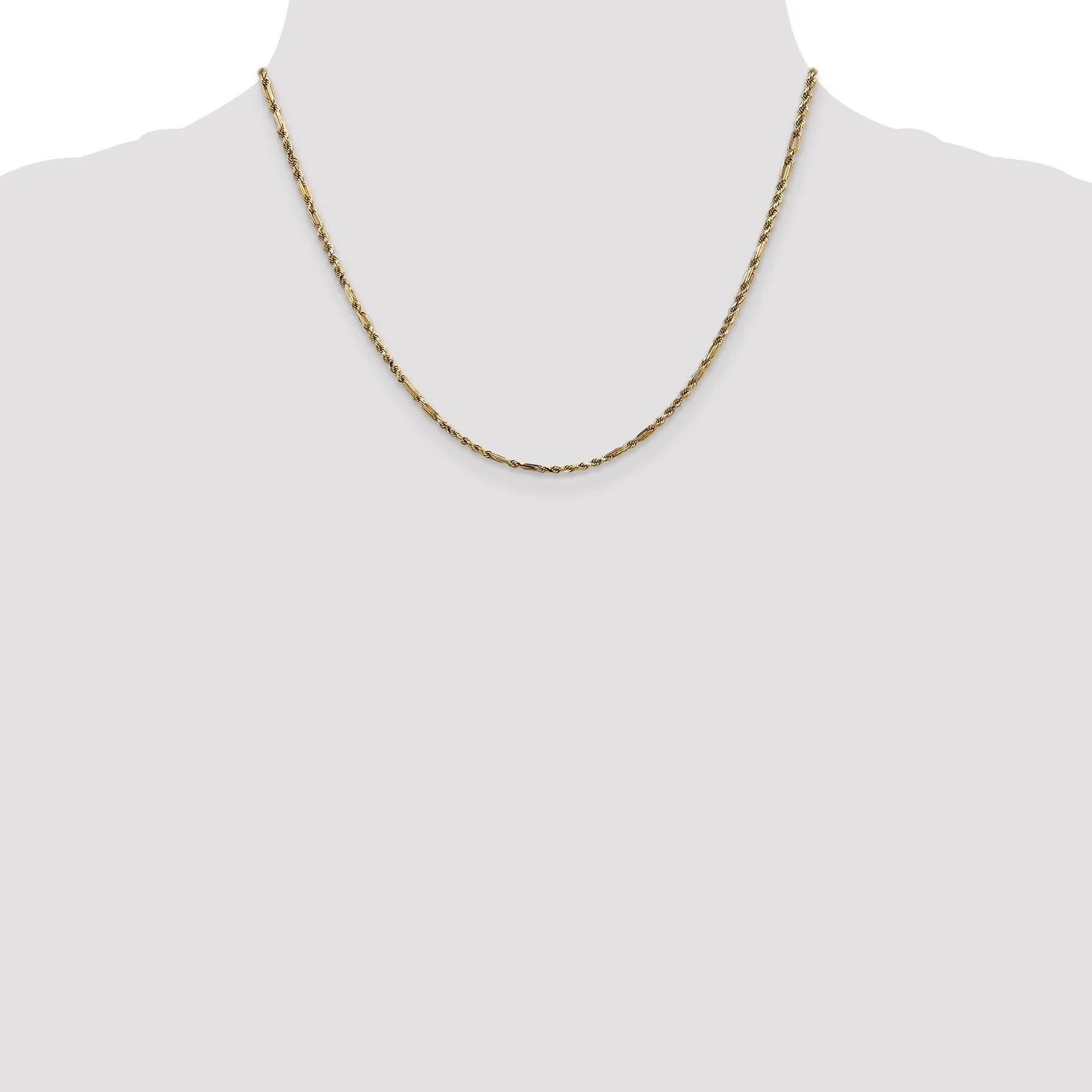 14k Yellow Gold 2.25mm D.C Milano Rope Chain