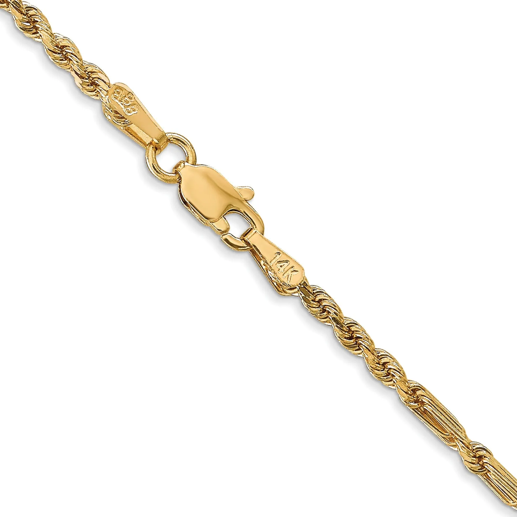 14k Yellow Gold 2.25mm D.C Milano Rope Chain