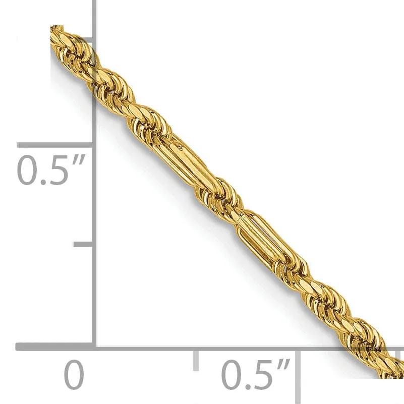 14k Yellow Gold 2.25mm D.C Milano Rope Chain