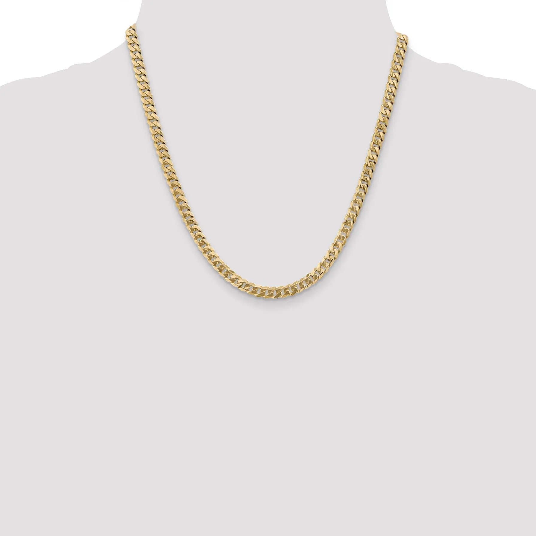 14k Yellow Gold 5.75mm Flat Beveled Curb Chain