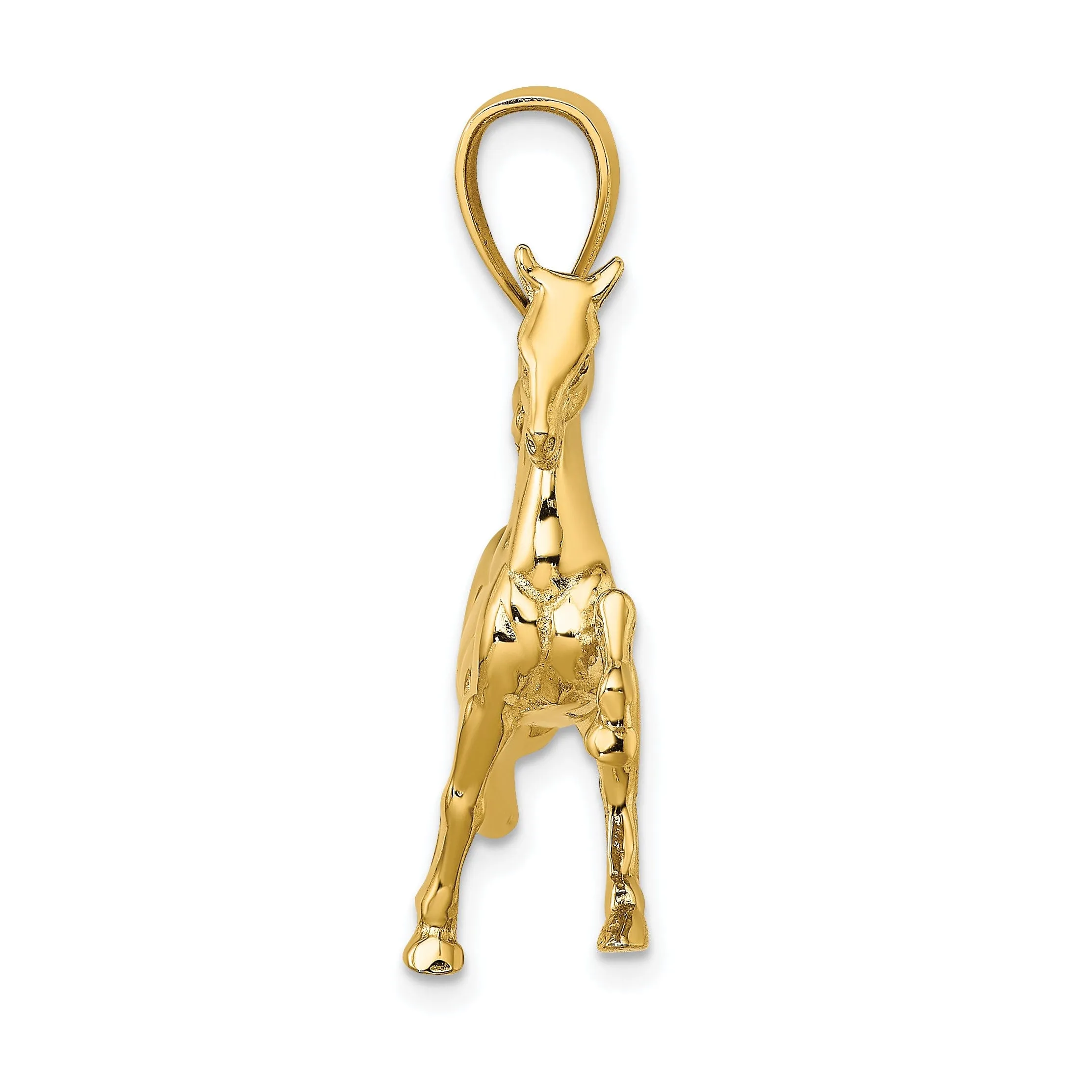 14K Yellow Gold Polished Finish 3-Dimensional Tennessee Walking Horse Charm Pendant