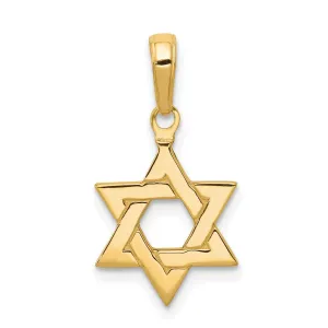 14K Yellow Gold Polished Finish Flat Back Solid Star of David Pendant