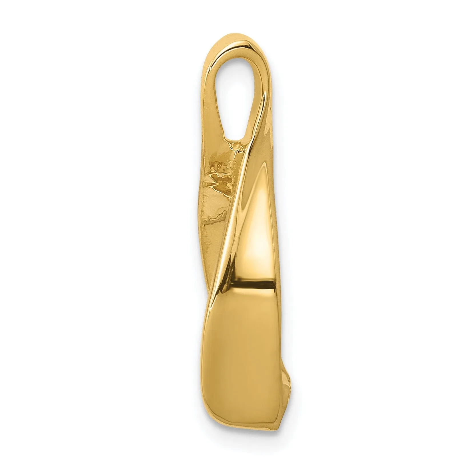 14k Yellow Gold Polished Finish Reversible, Swirl Oval Shape Design Omega Slide Pendant fits up to 4 mm Omega