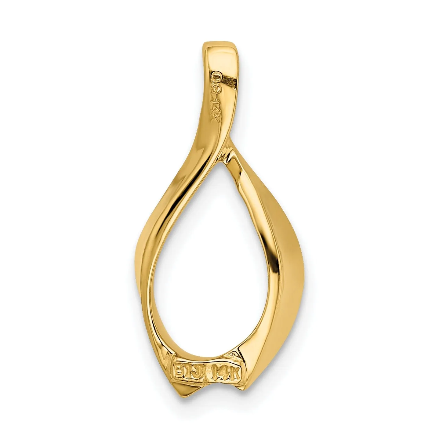 14k Yellow Gold Polished Finish Reversible, Swirl Oval Shape Design Omega Slide Pendant fits up to 4 mm Omega