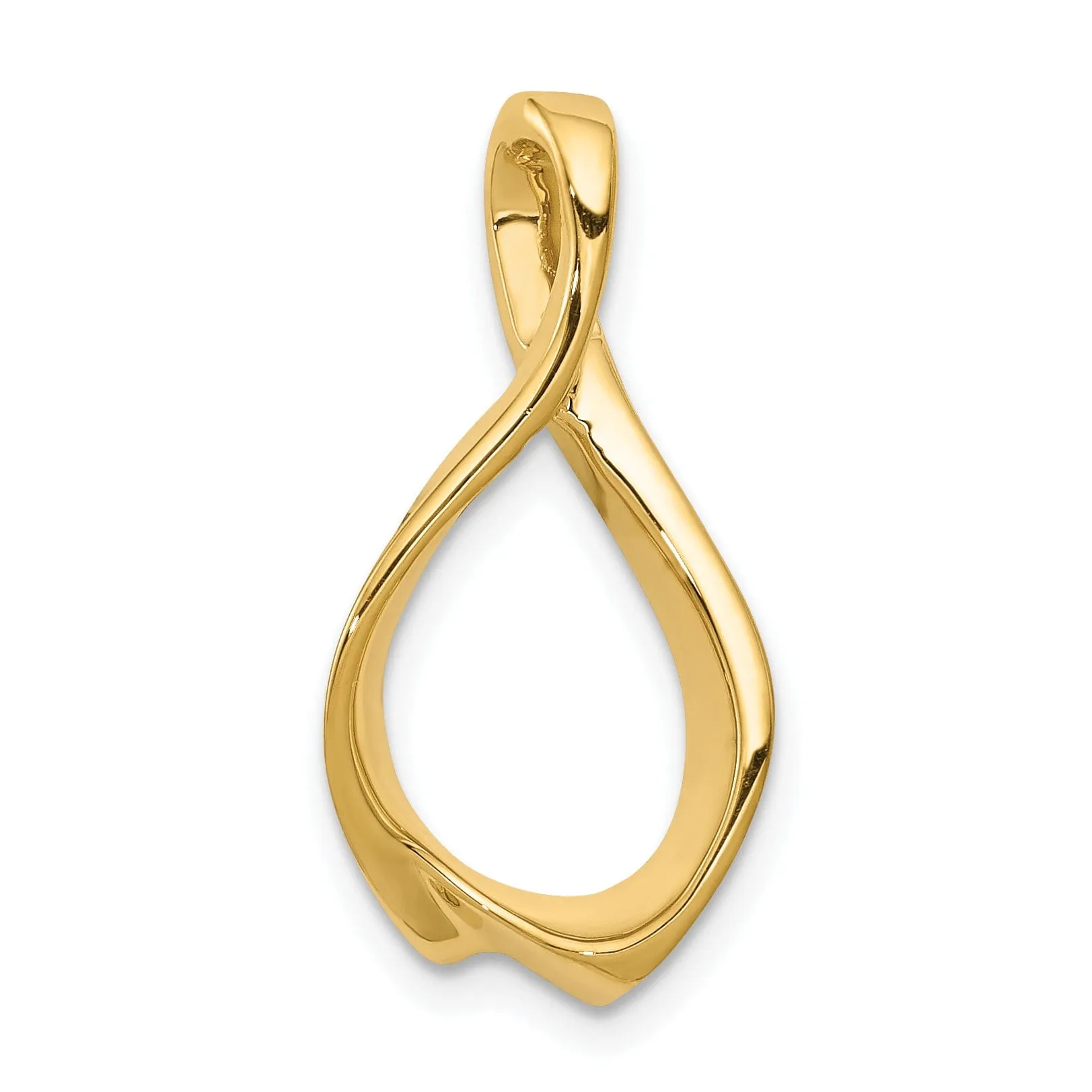 14k Yellow Gold Polished Finish Reversible, Swirl Oval Shape Design Omega Slide Pendant fits up to 4 mm Omega