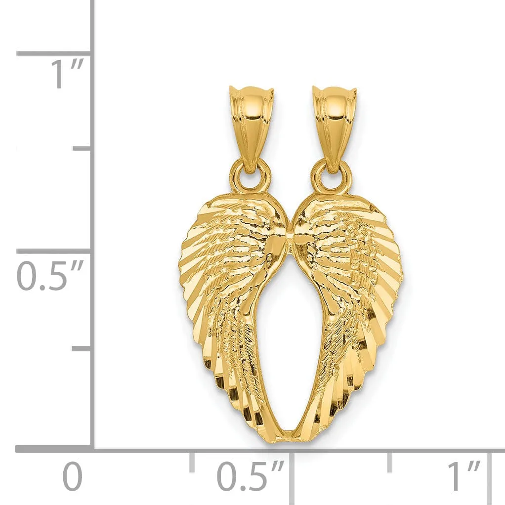 14k Yellow Gold Polished Texture D.C Break Apart Wings Pendant