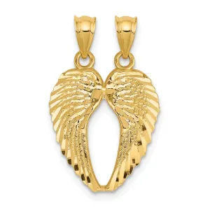 14k Yellow Gold Polished Texture D.C Break Apart Wings Pendant