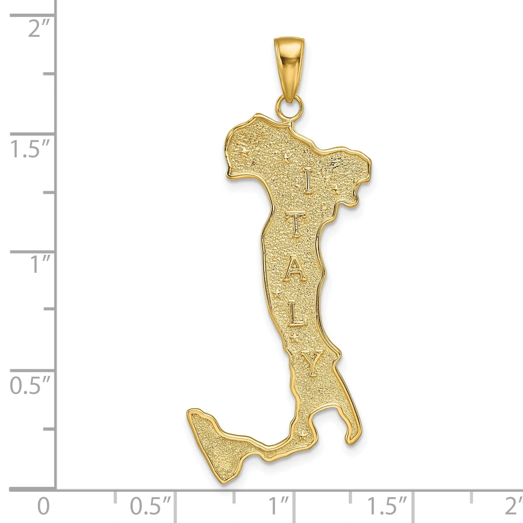 14K Yellow Gold Texture Finish Map of ITALY Boot Large Solid Charm Pendant