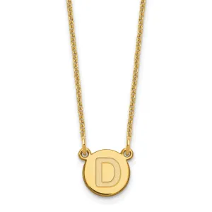 14k Yellow Gold Tiny Circle Block Letter E Initial Pendant and Necklace