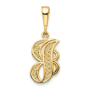 14K Yellow GoldFancy Filigree Script Design Letter J Initial Pendant