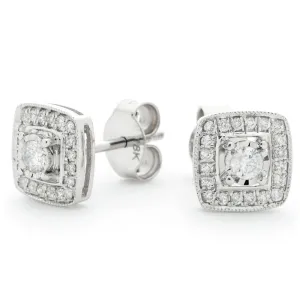 18ct White Gold 0.28ct Diamond Halo Cluster Earrings