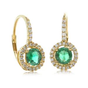 18ct Yellow Gold Emerald & Diamond Earrings