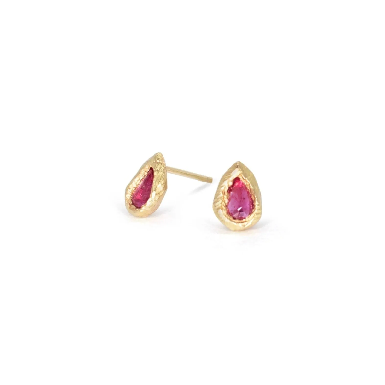 18K Teardrop Studs in Ruby