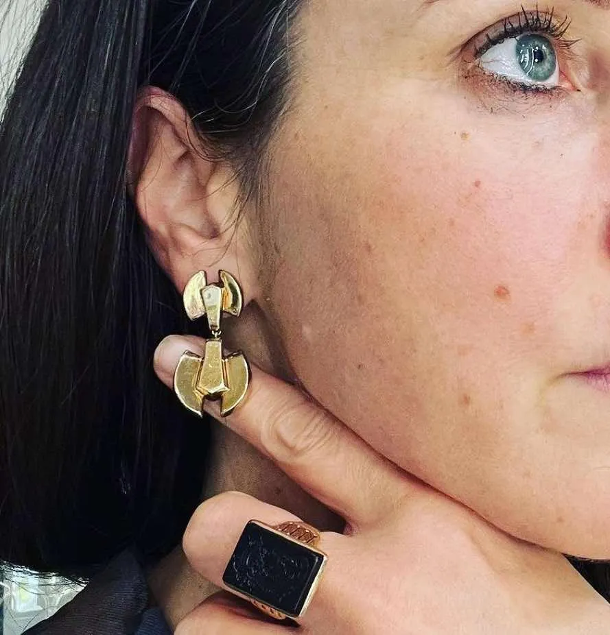 1930s Cropp & Farr Geometric Yellow Gold Earrings