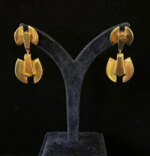 1930s Cropp & Farr Geometric Yellow Gold Earrings