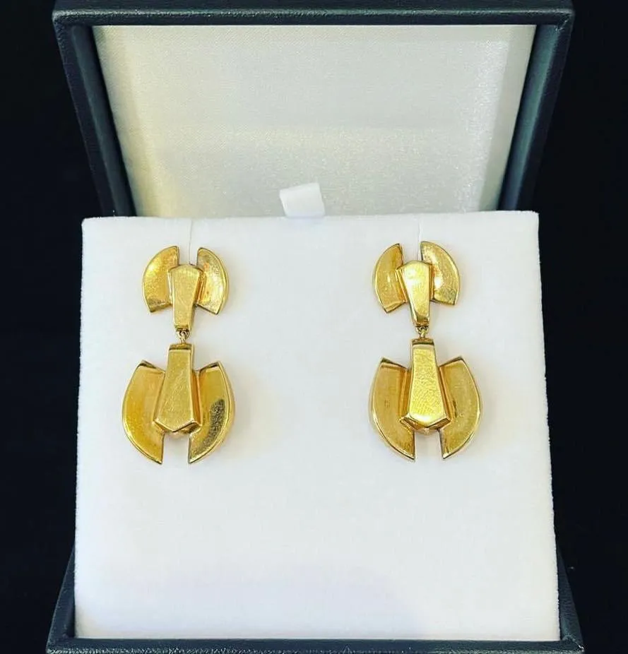 1930s Cropp & Farr Geometric Yellow Gold Earrings