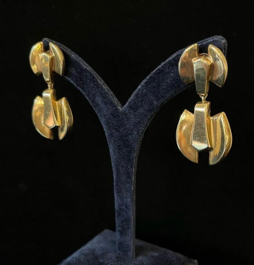 1930s Cropp & Farr Geometric Yellow Gold Earrings