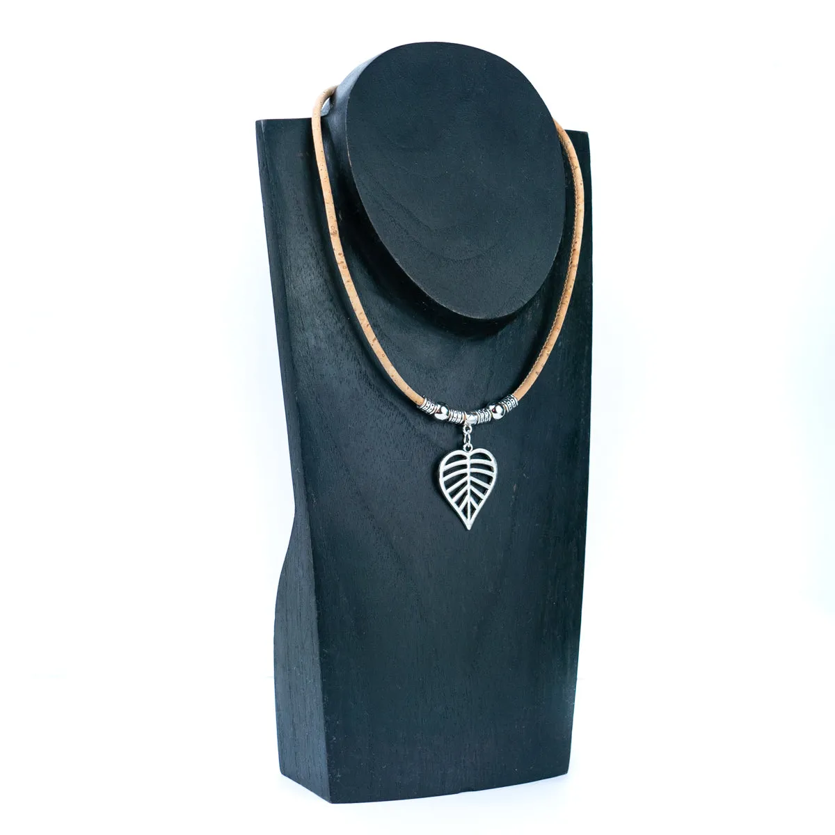 3 styles of handmade necklaces for women with natural cork cord and alloy hardware NE-1081-MIX-3